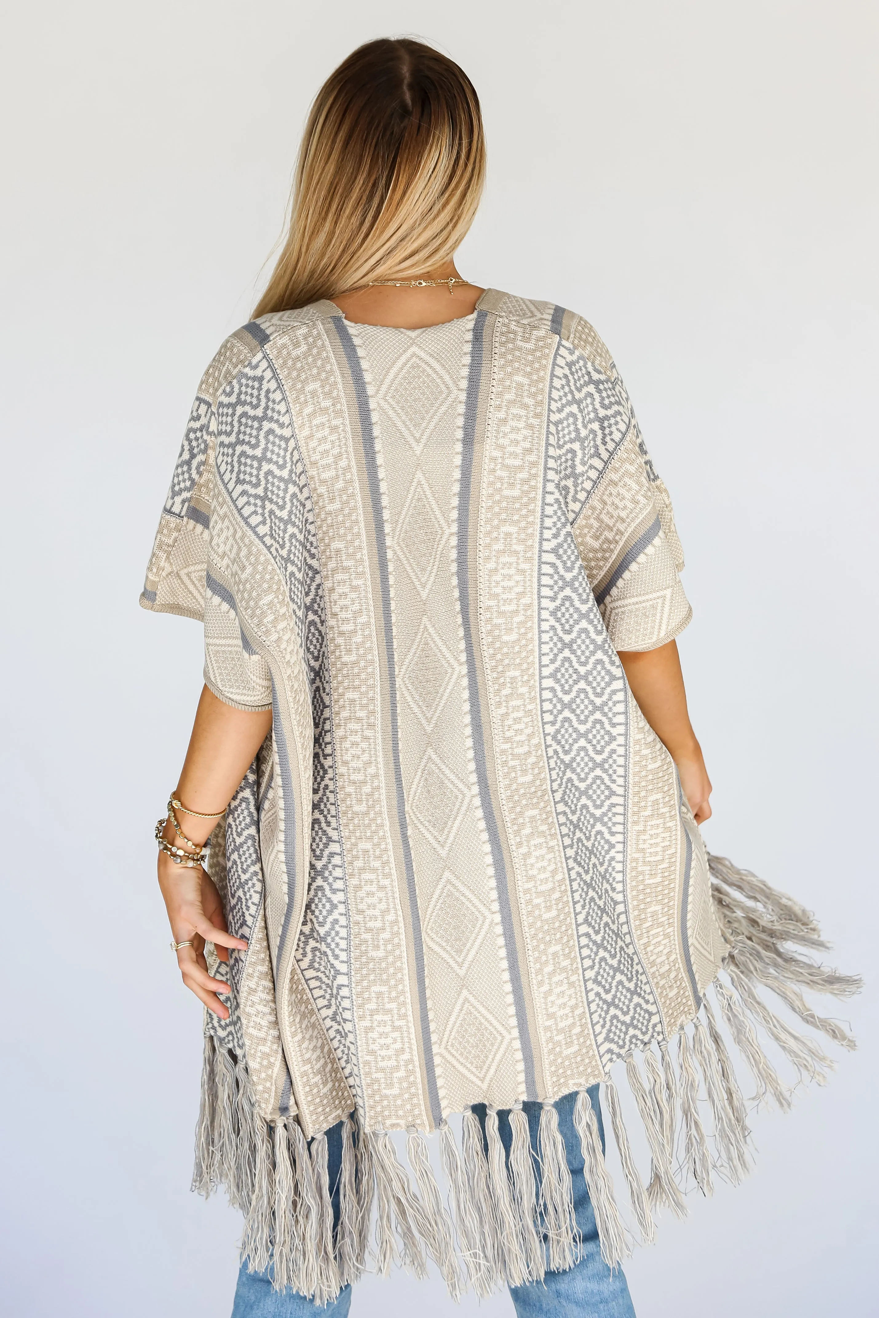 FINAL SALE - Wrapped In Cozy Beige Fringe Cardigan