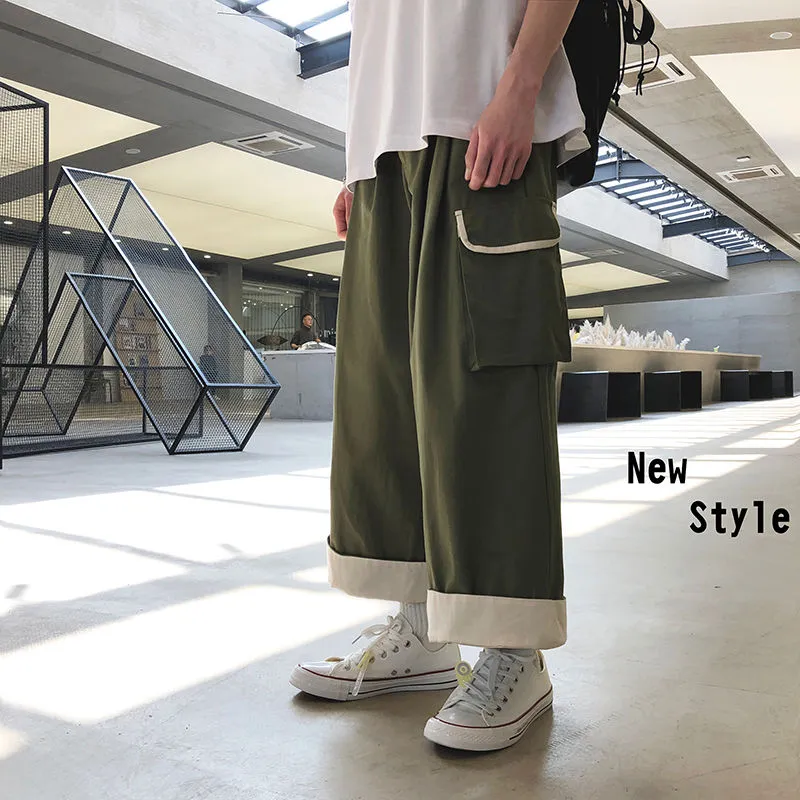 Foesce -Men's Fashion Trend Cargo Casual Wide Leg Pants Big Pocket Streetwear Military Hip Hop Trousers Jogger Sweatpants M-2XL