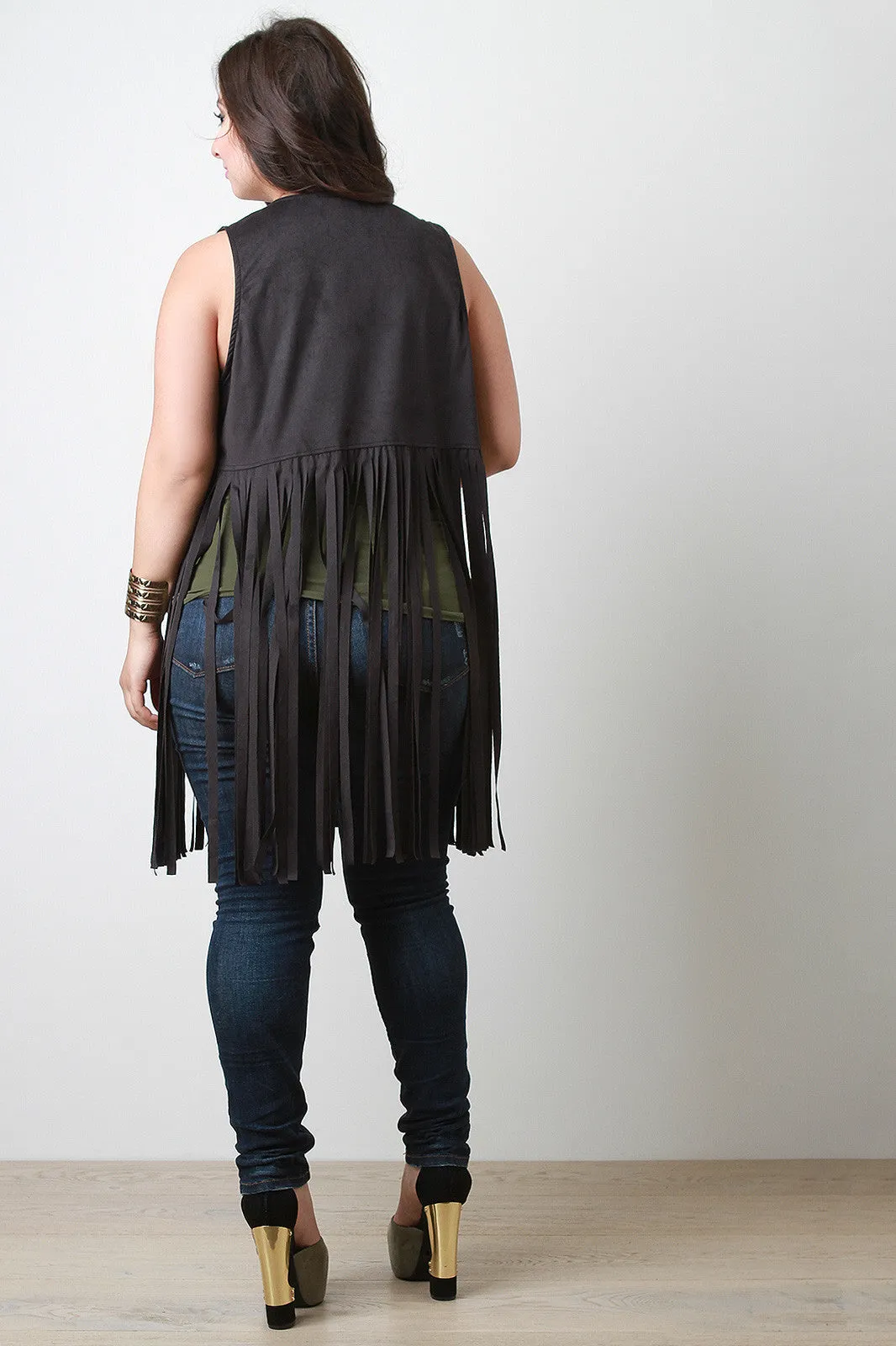 Free Spirited Vegan Suede Fringe Vest