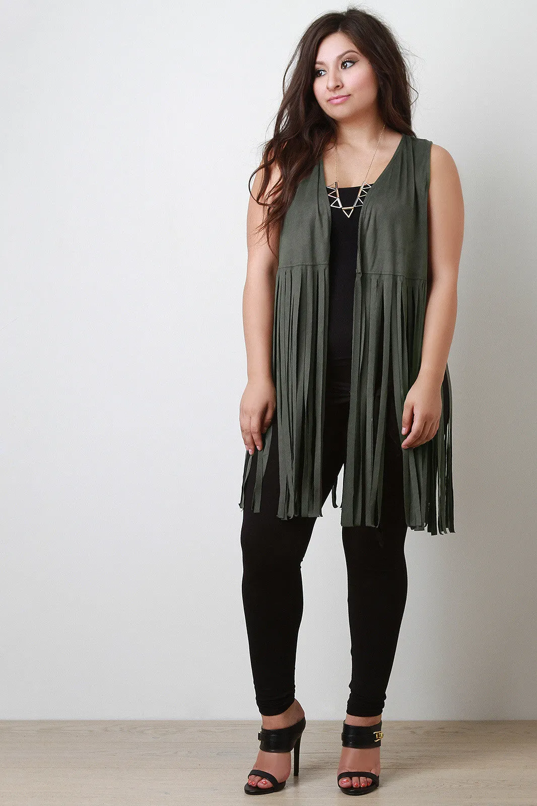 Free Spirited Vegan Suede Fringe Vest