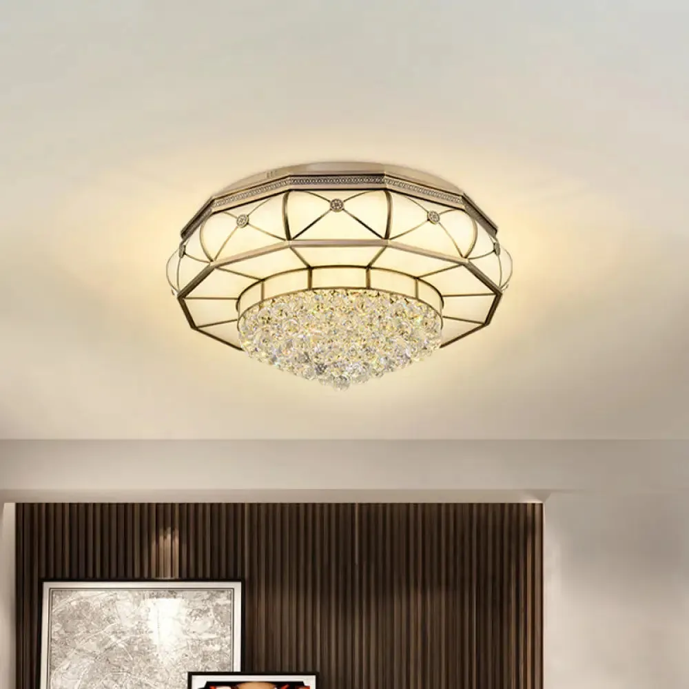 Frosted Glass LED Ceiling Light with Crystal Ball for Modern Bedrooms