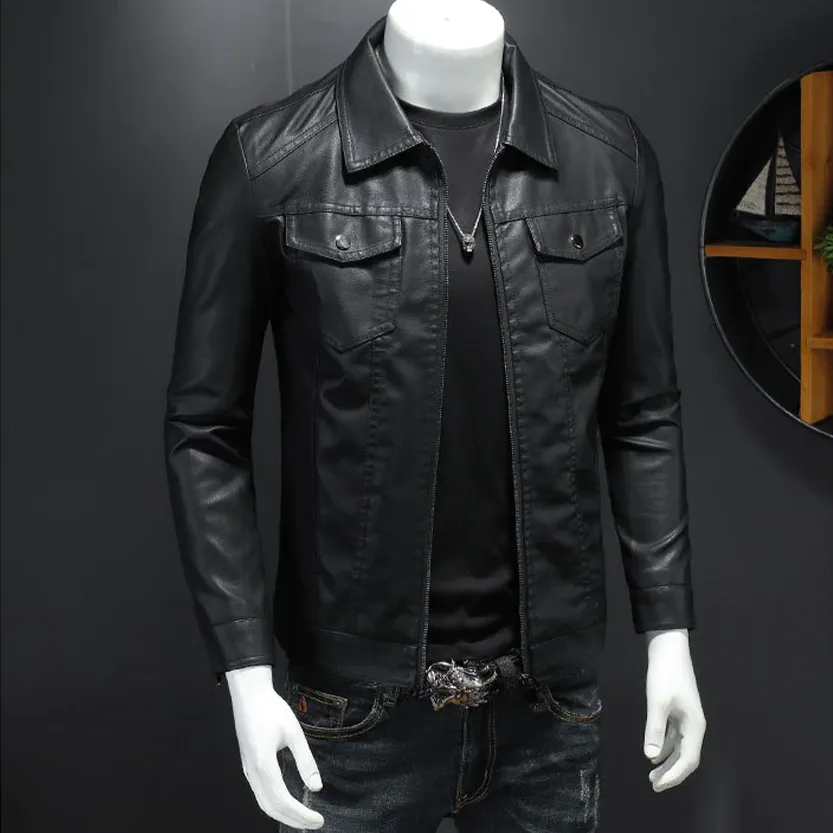 Funki Buys | Jackets | Men's Slim Fit Faux Leather Jacket