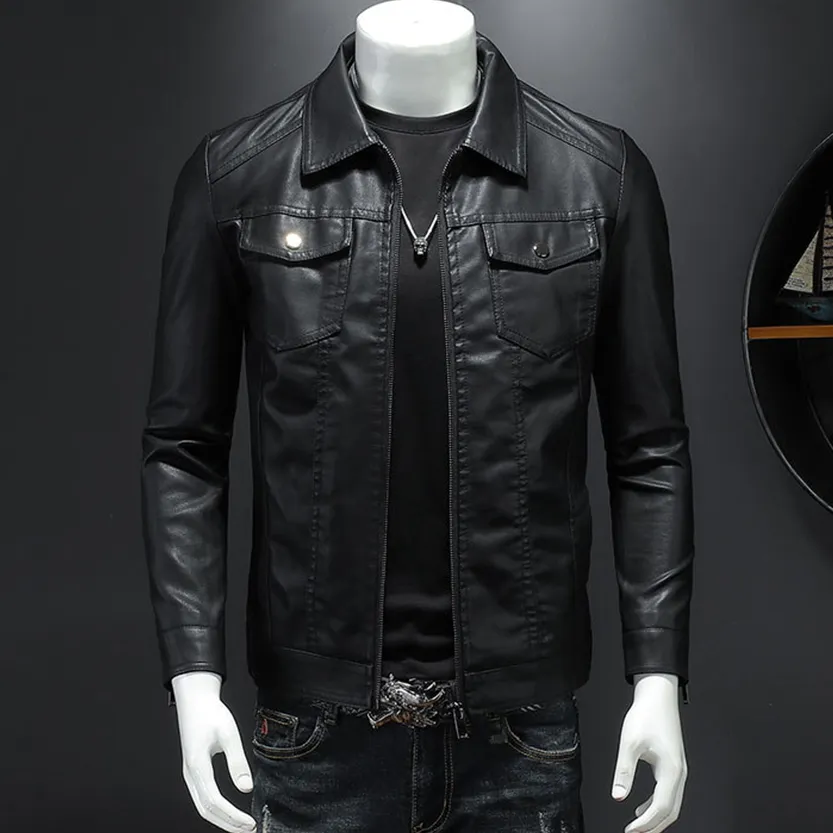 Funki Buys | Jackets | Men's Slim Fit Faux Leather Jacket