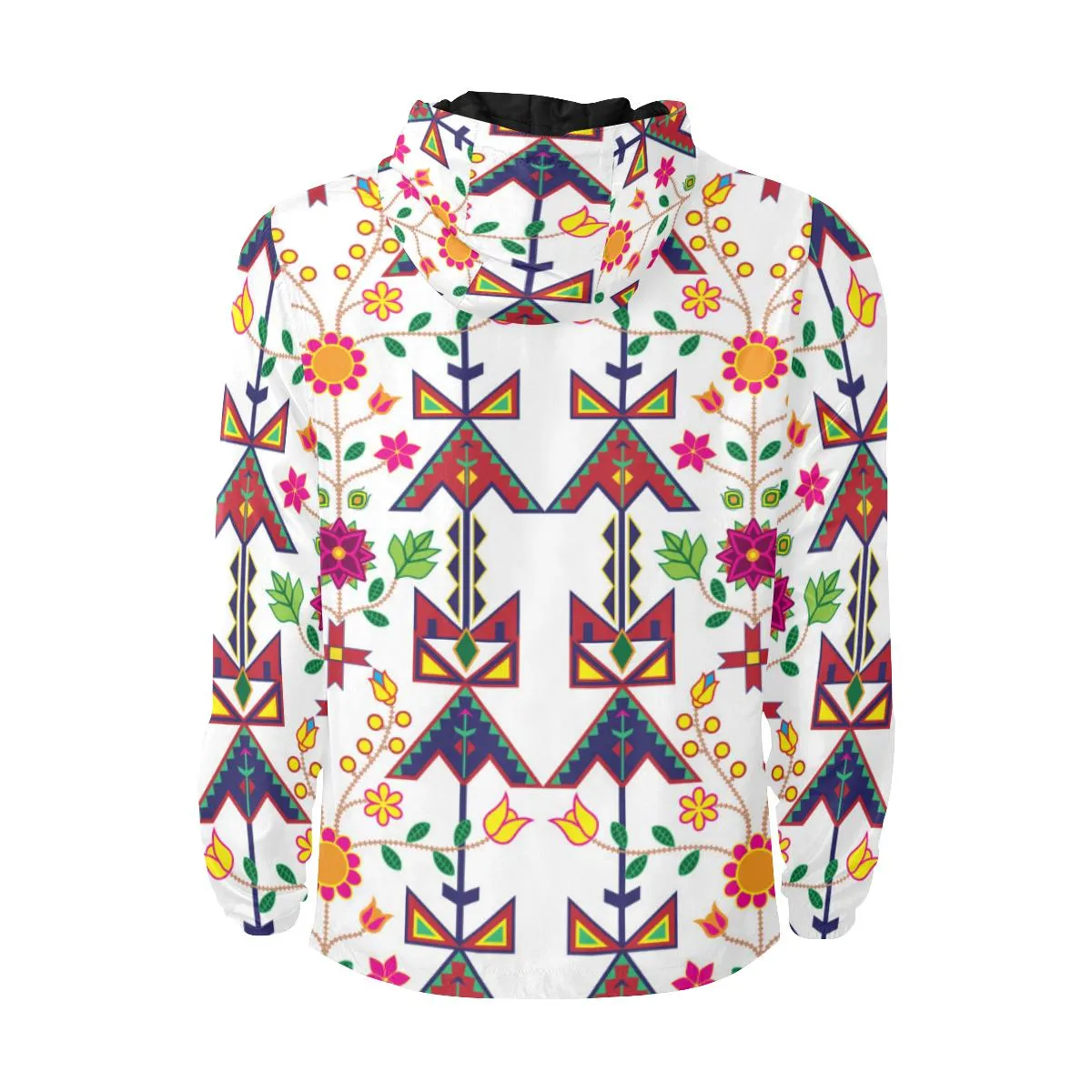 Geometric Floral Spring-White Unisex Quilted Coat