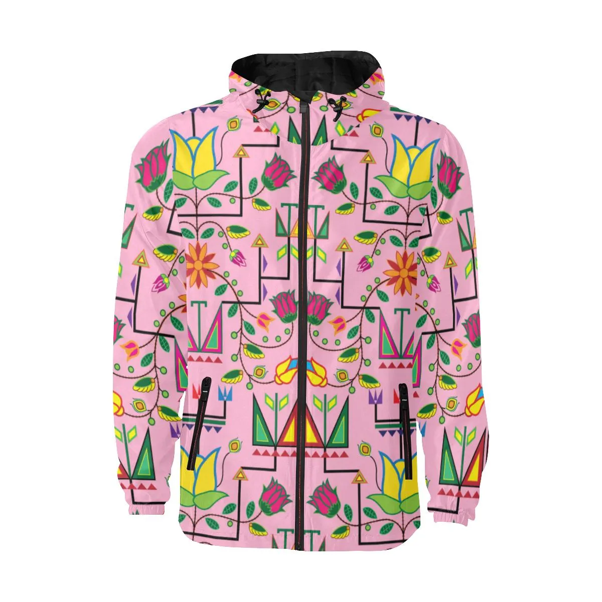 Geometric Floral Summer - Sunset Unisex Quilted Coat