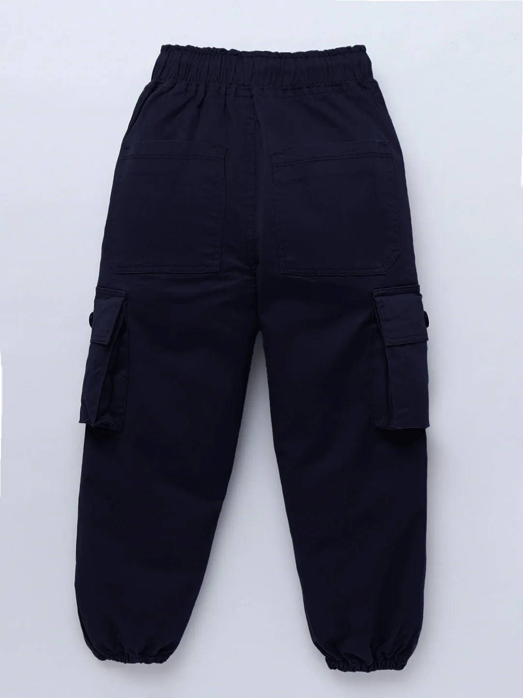 Girls Cotton Navy Blue Cargo