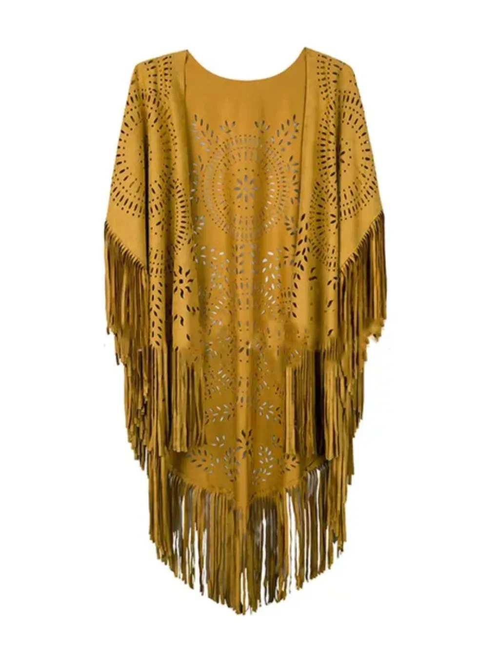 Gorgeous western boho Fringe tassel cutout Poncho shawl wrap