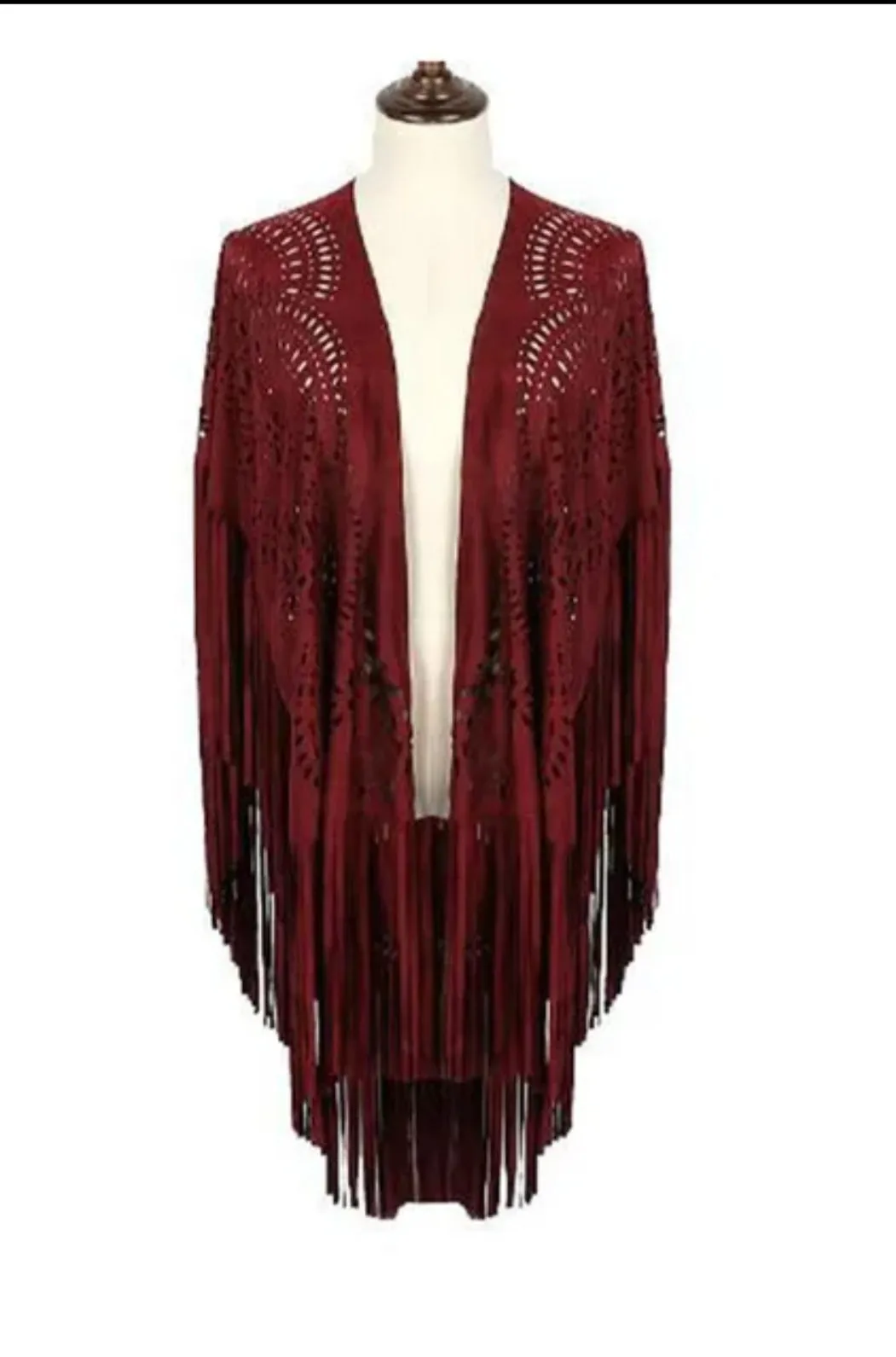 Gorgeous western boho Fringe tassel cutout Poncho shawl wrap