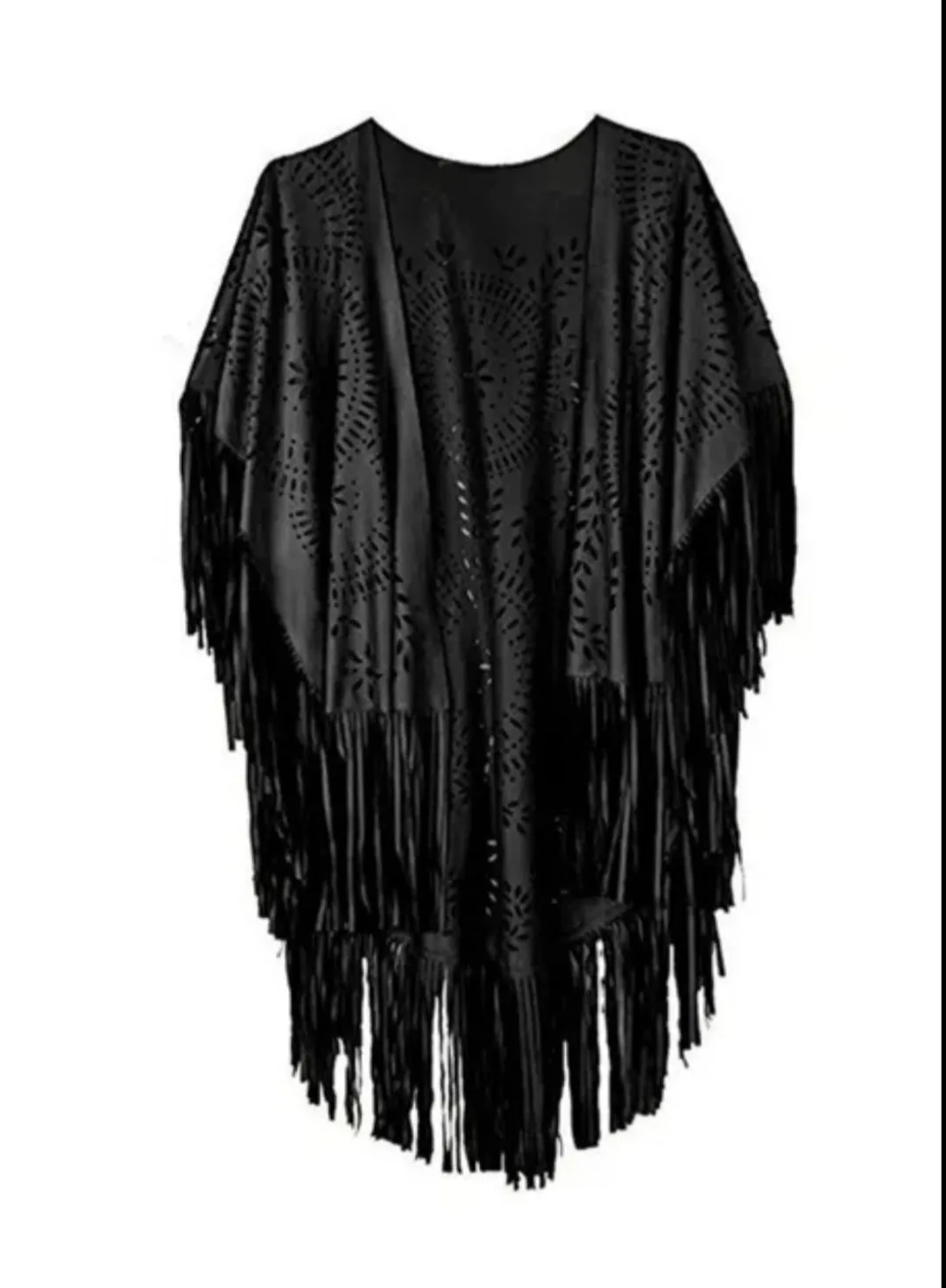 Gorgeous western boho Fringe tassel cutout Poncho shawl wrap