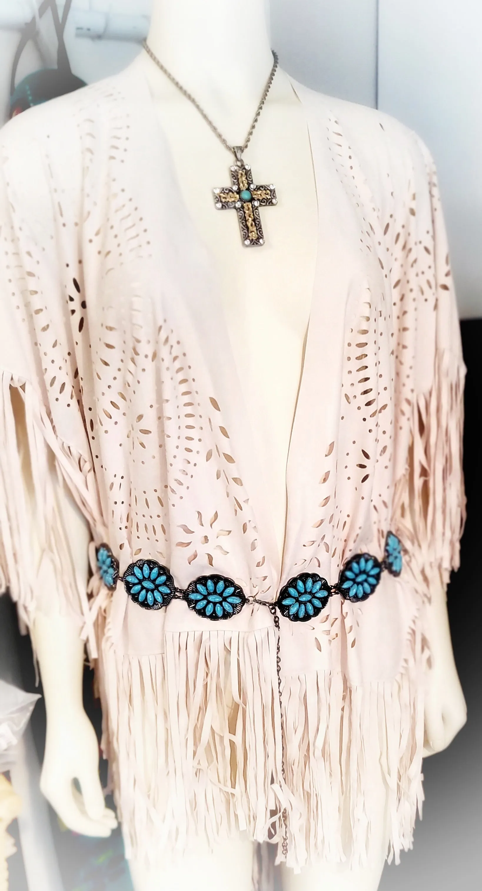 Gorgeous western boho Fringe tassel cutout Poncho shawl wrap