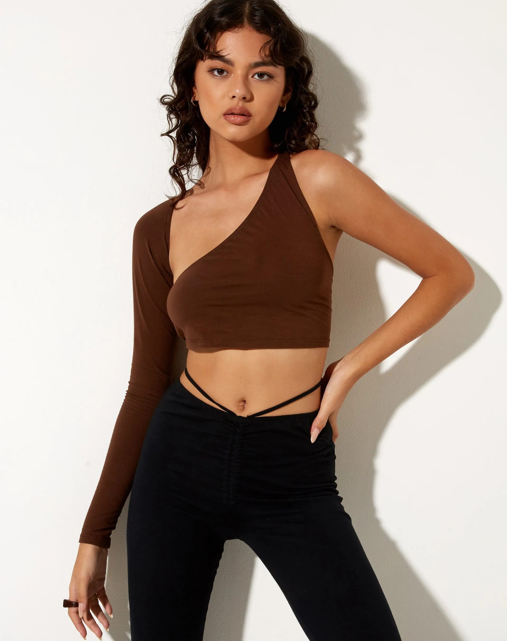 Grasel Crop Top in Lycra Cocoa