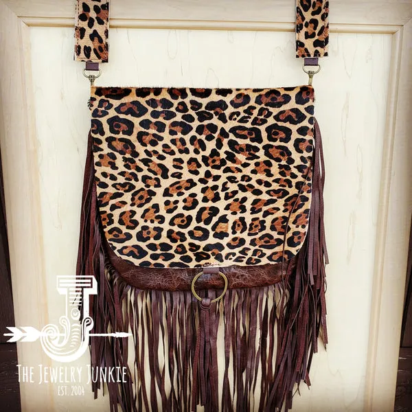 Hair-On-Hide w/ Leopard Flap Crossbody Handbag