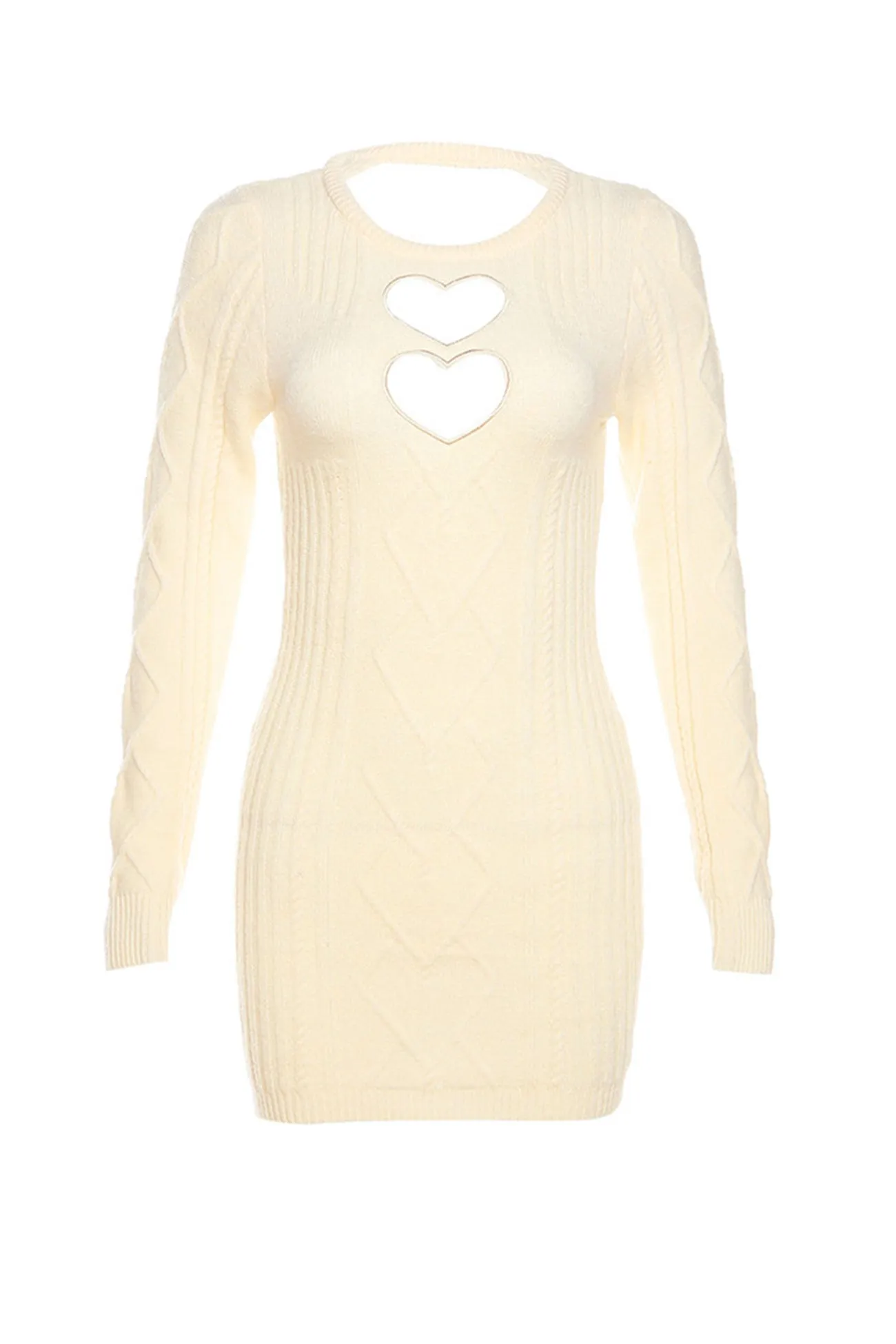 Heart Cutout Backless Cable Knit Dress