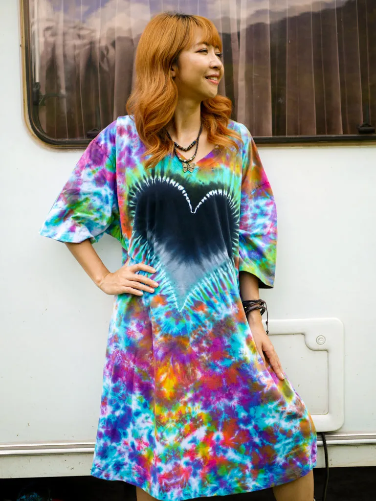 Heart Harmony Hippie Oversized Cotton Tunic Shirt Dress