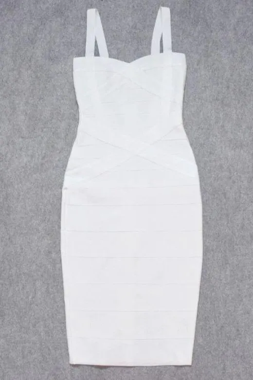 Heidi Bandage Midi Dress - Pearl White