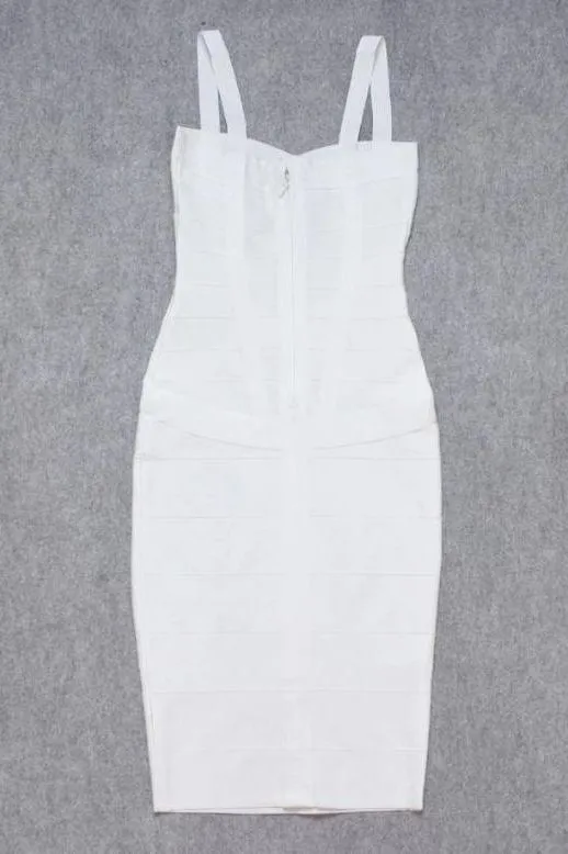 Heidi Bandage Midi Dress - Pearl White