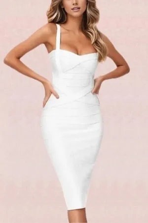 Heidi Bandage Midi Dress - Pearl White