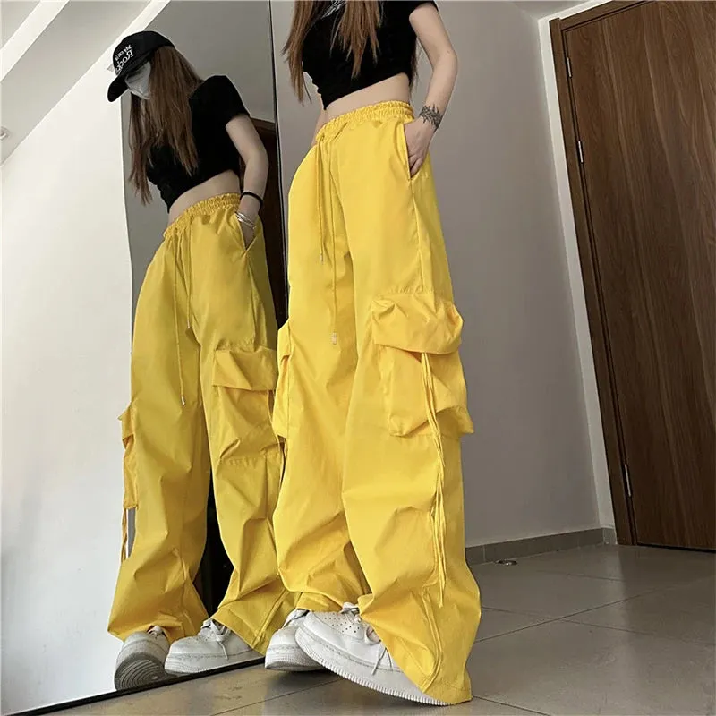 High Quality Cargo Pants For Women Korean Fashion Casual Pockets Baggy Trousers Baggy Wide Leg Pant Streetwear Sweatpants Female