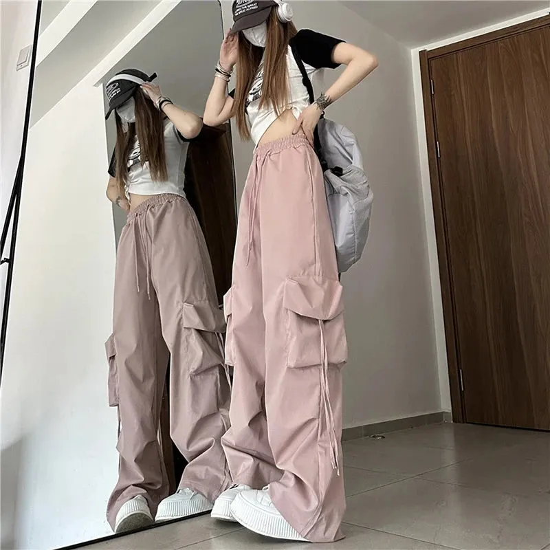 High Quality Cargo Pants For Women Korean Fashion Casual Pockets Baggy Trousers Baggy Wide Leg Pant Streetwear Sweatpants Female