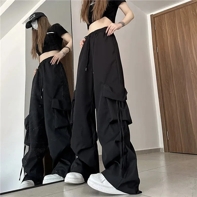 High Quality Cargo Pants For Women Korean Fashion Casual Pockets Baggy Trousers Baggy Wide Leg Pant Streetwear Sweatpants Female