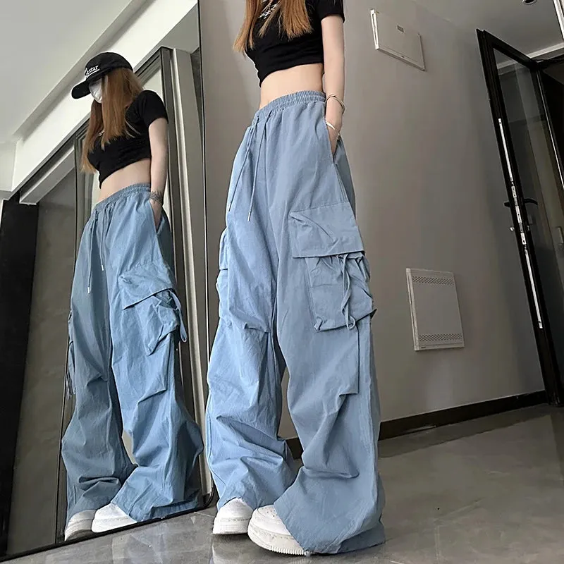 High Quality Cargo Pants For Women Korean Fashion Casual Pockets Baggy Trousers Baggy Wide Leg Pant Streetwear Sweatpants Female