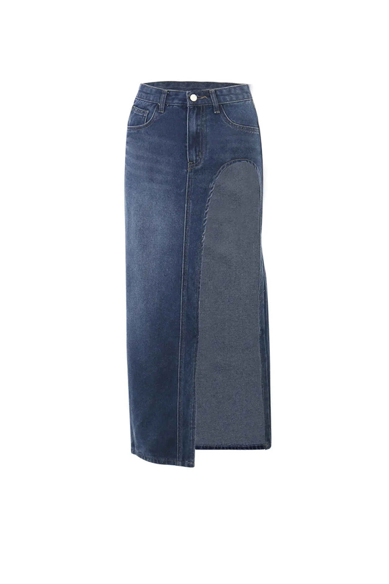 High Waist High Slit Denim Skirt