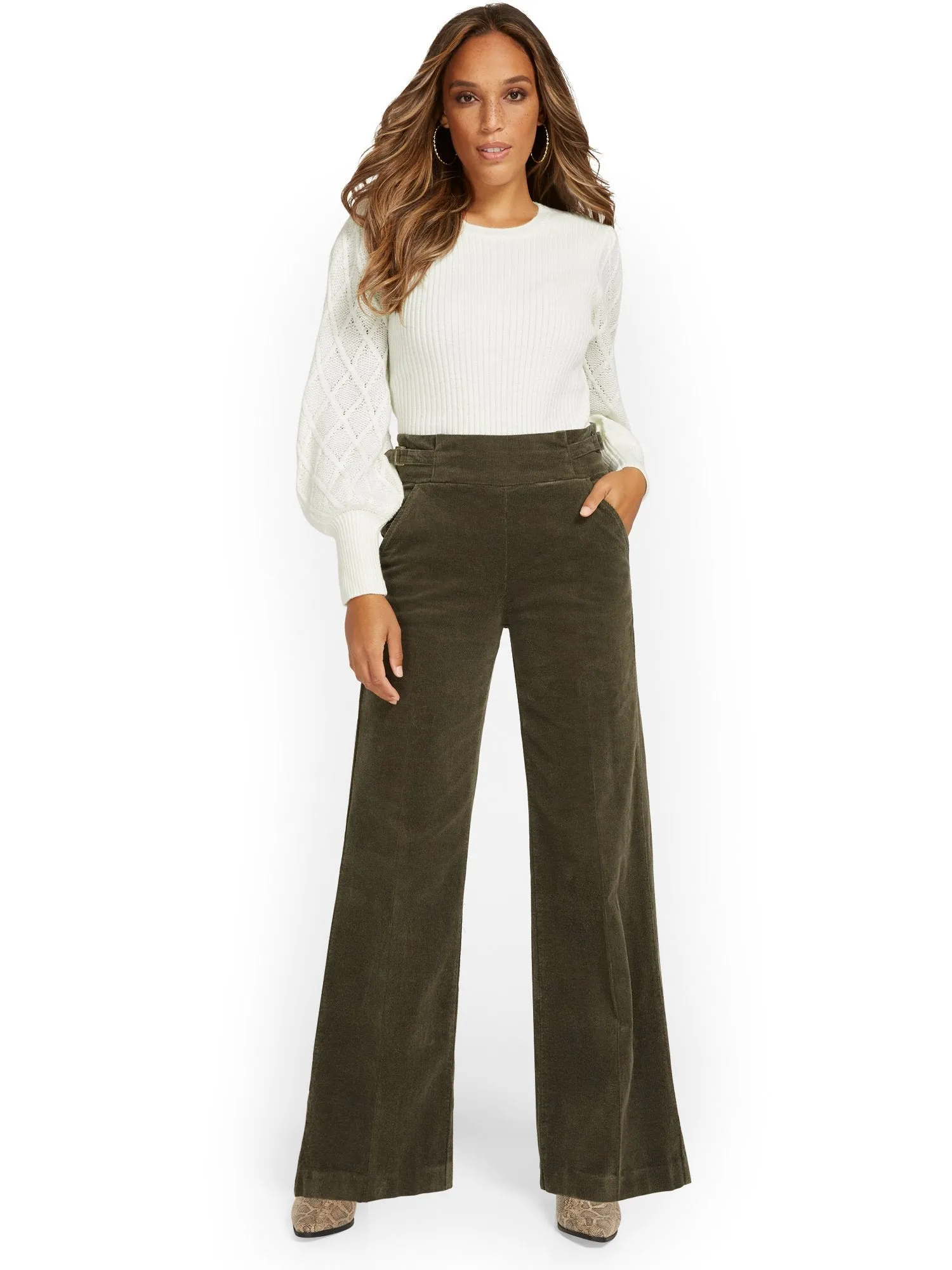 High-Waisted Corduroy Wide-Leg Pant