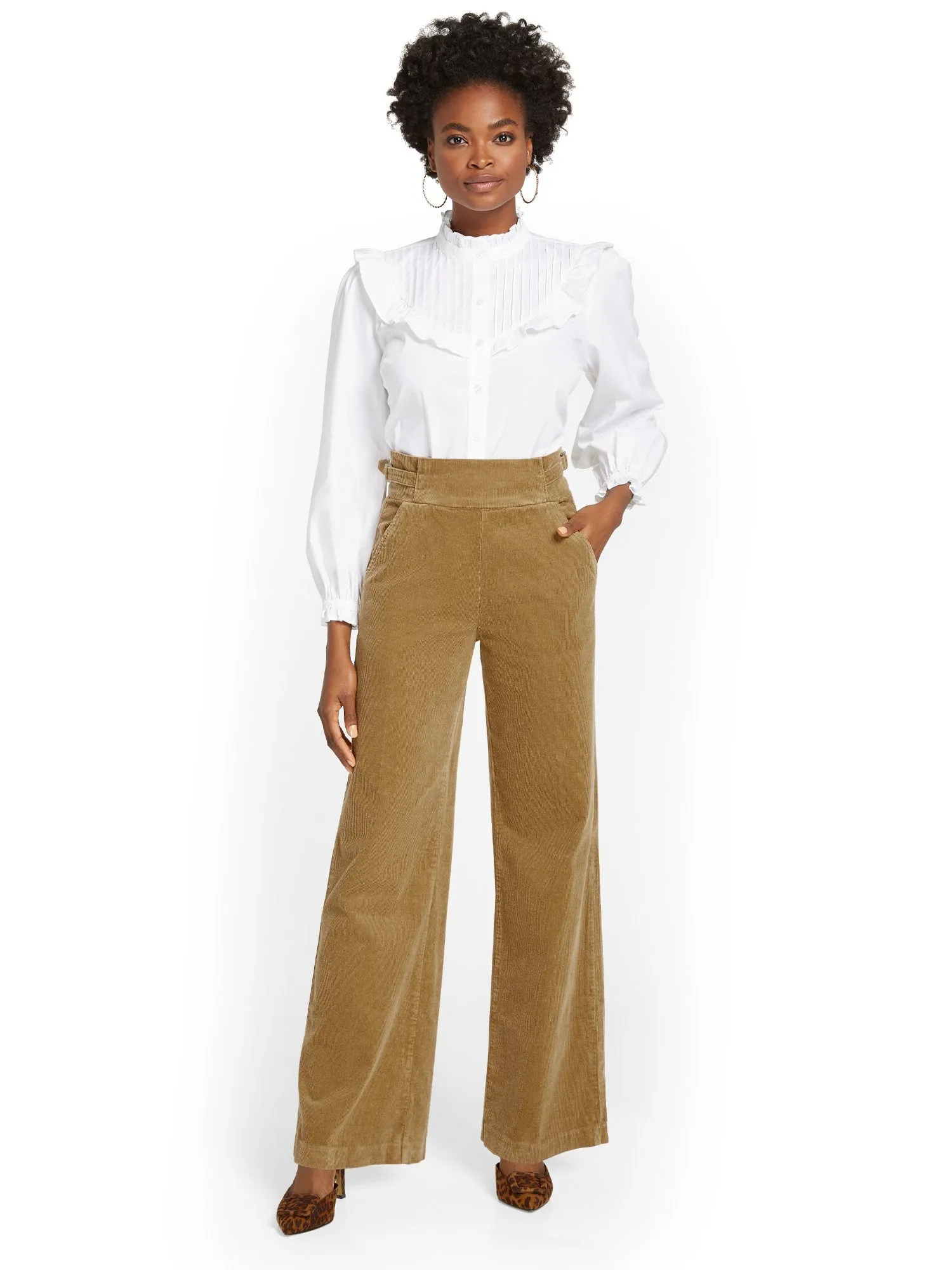 High-Waisted Corduroy Wide-Leg Pant