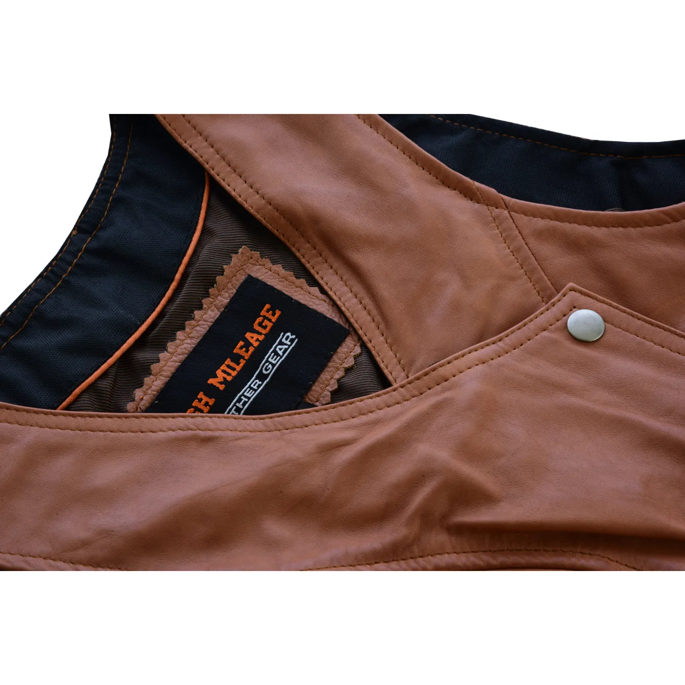 HML1103T Ladies Premium Brown Vest with Fringes and Rivets