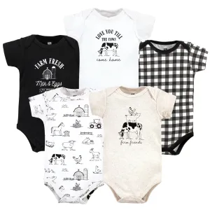 Hudson Baby Cotton Bodysuits, Neutral Farm