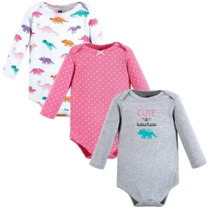 Hudson Baby Cotton Long-Sleeve Bodysuits, Cuteasaurus 3-Pack