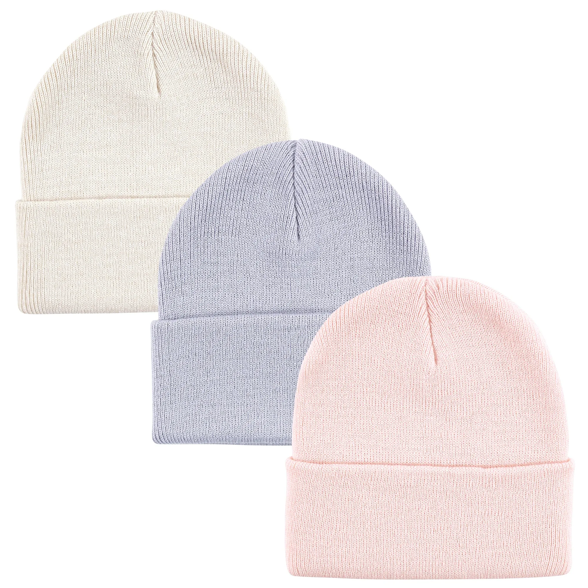 Hudson Baby Knit Cuffed Beanie 3pk, Lavender