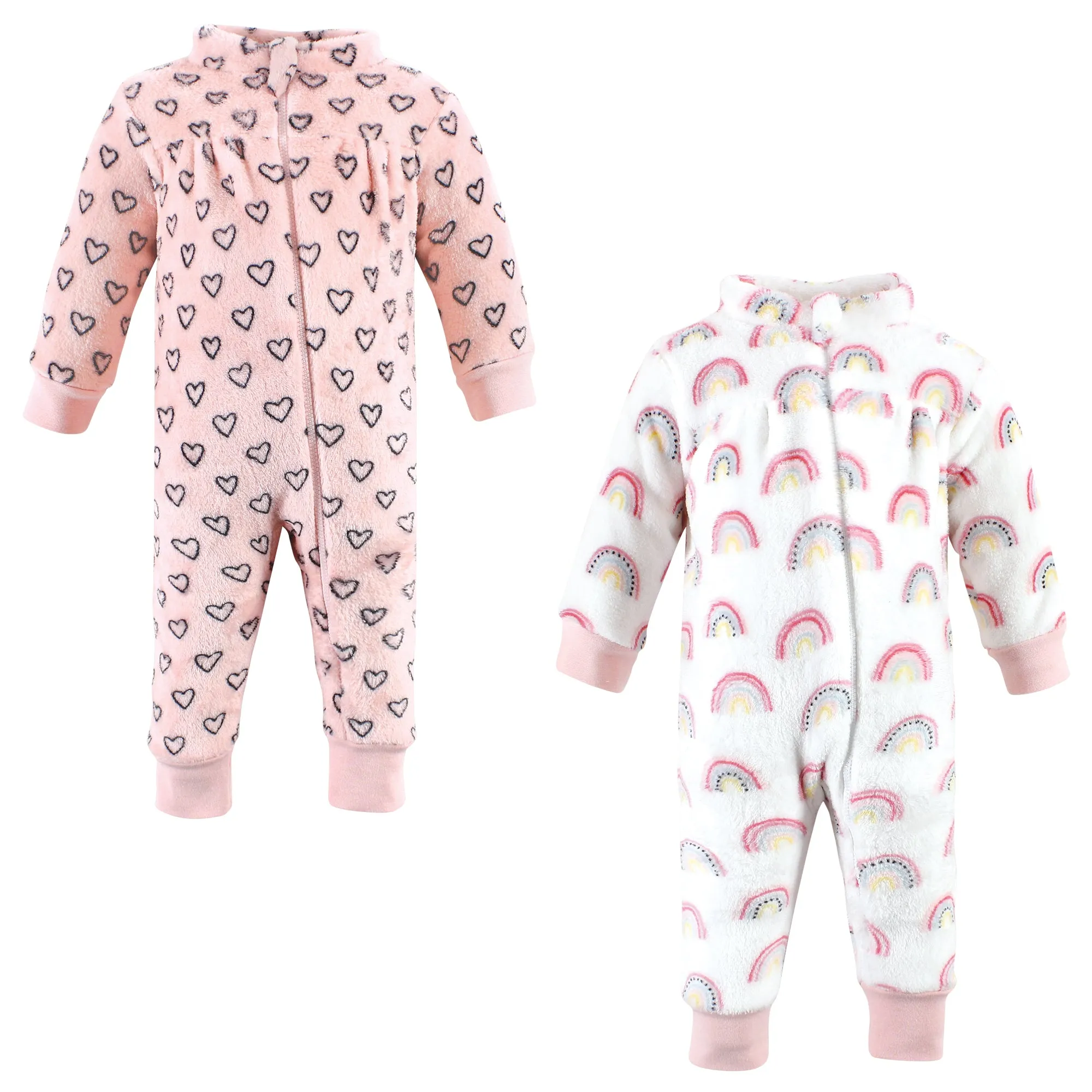 Hudson Baby Plush Jumpsuits, Modern Rainbow