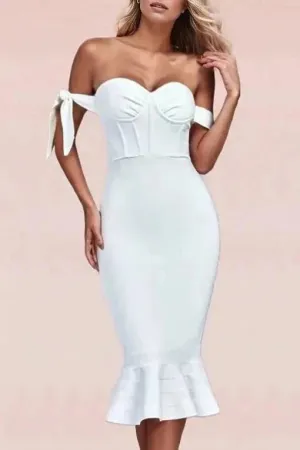 Hunter Bandage Midi Dress - Pearl White