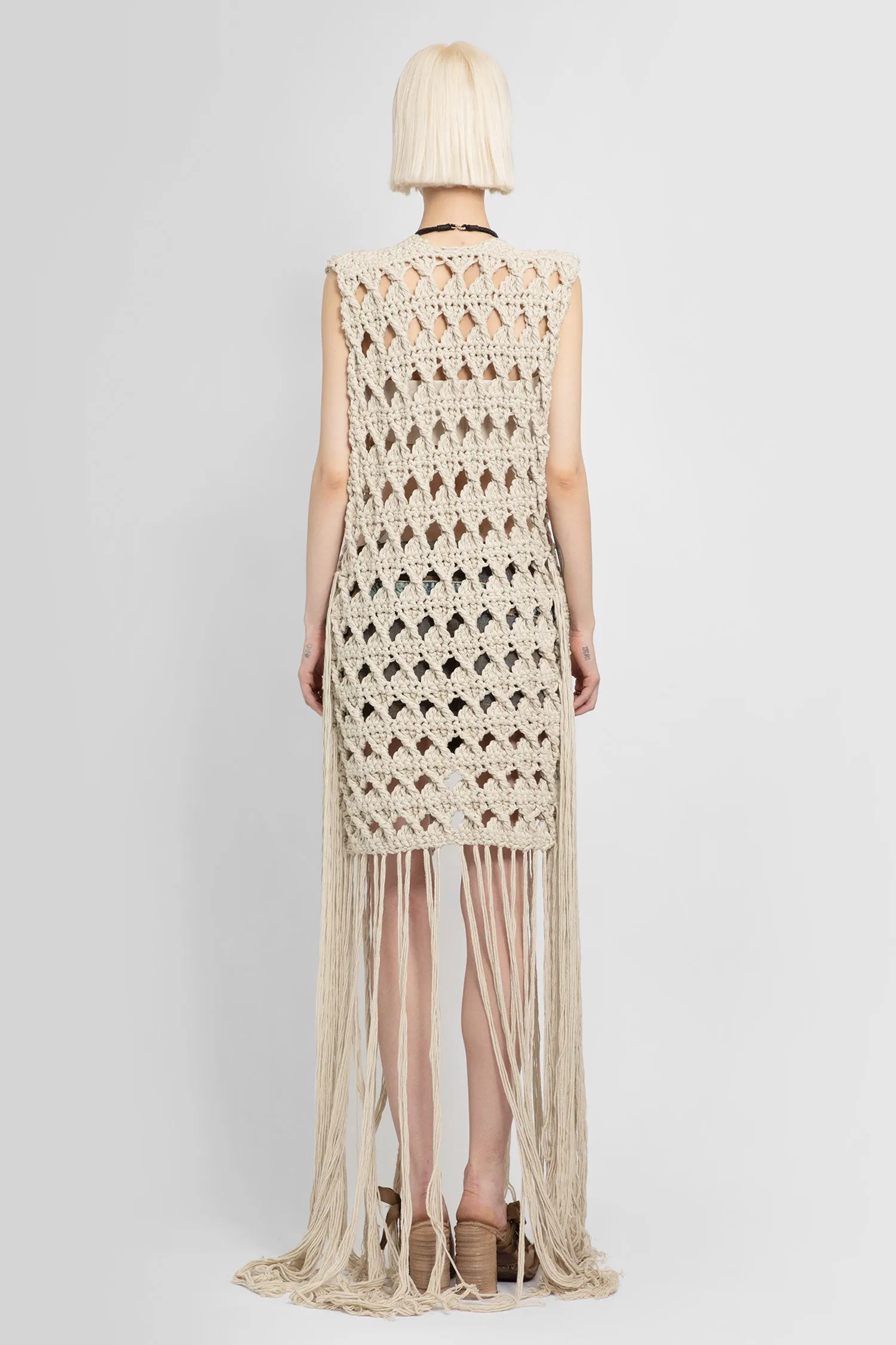 Italian Crochet Dress and Gilet in Off-White