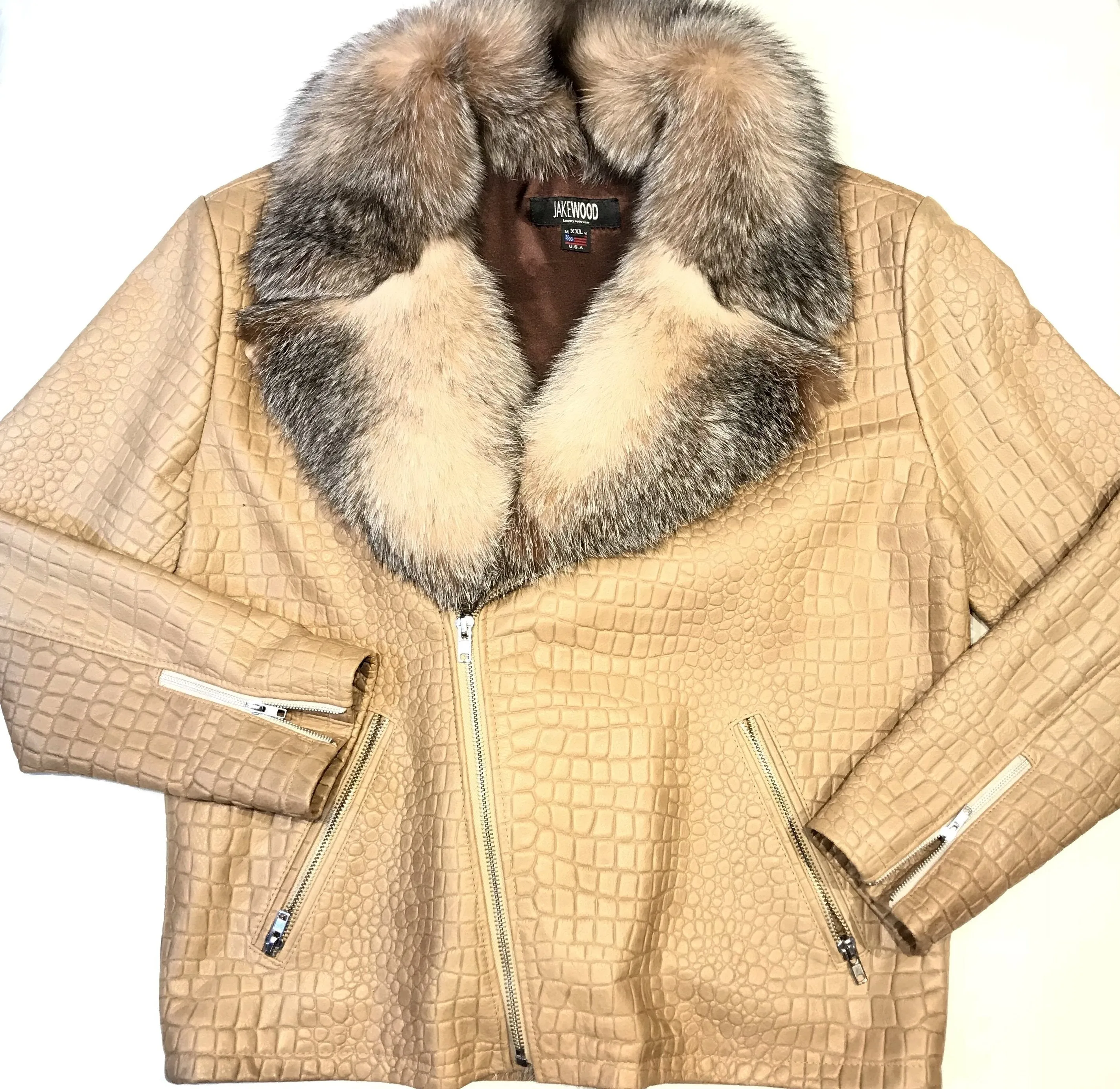 Kashani Dune Alligator Fox Fur Biker Jacket