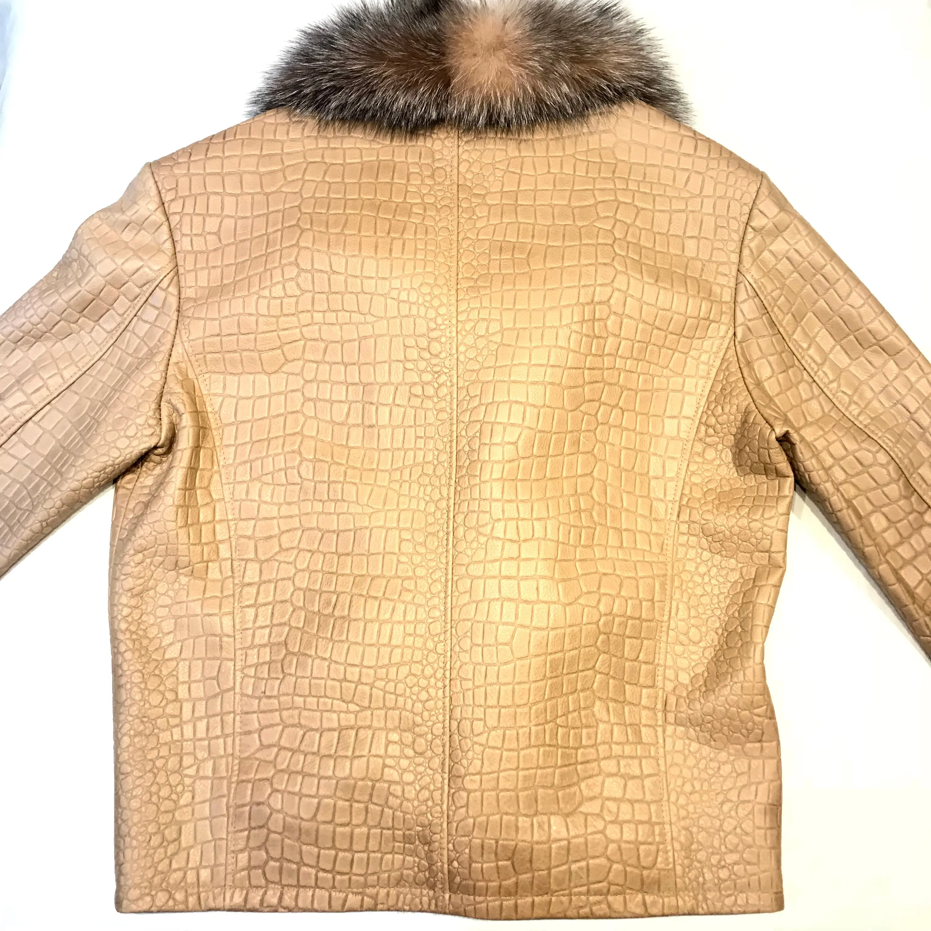 Kashani Dune Alligator Fox Fur Biker Jacket