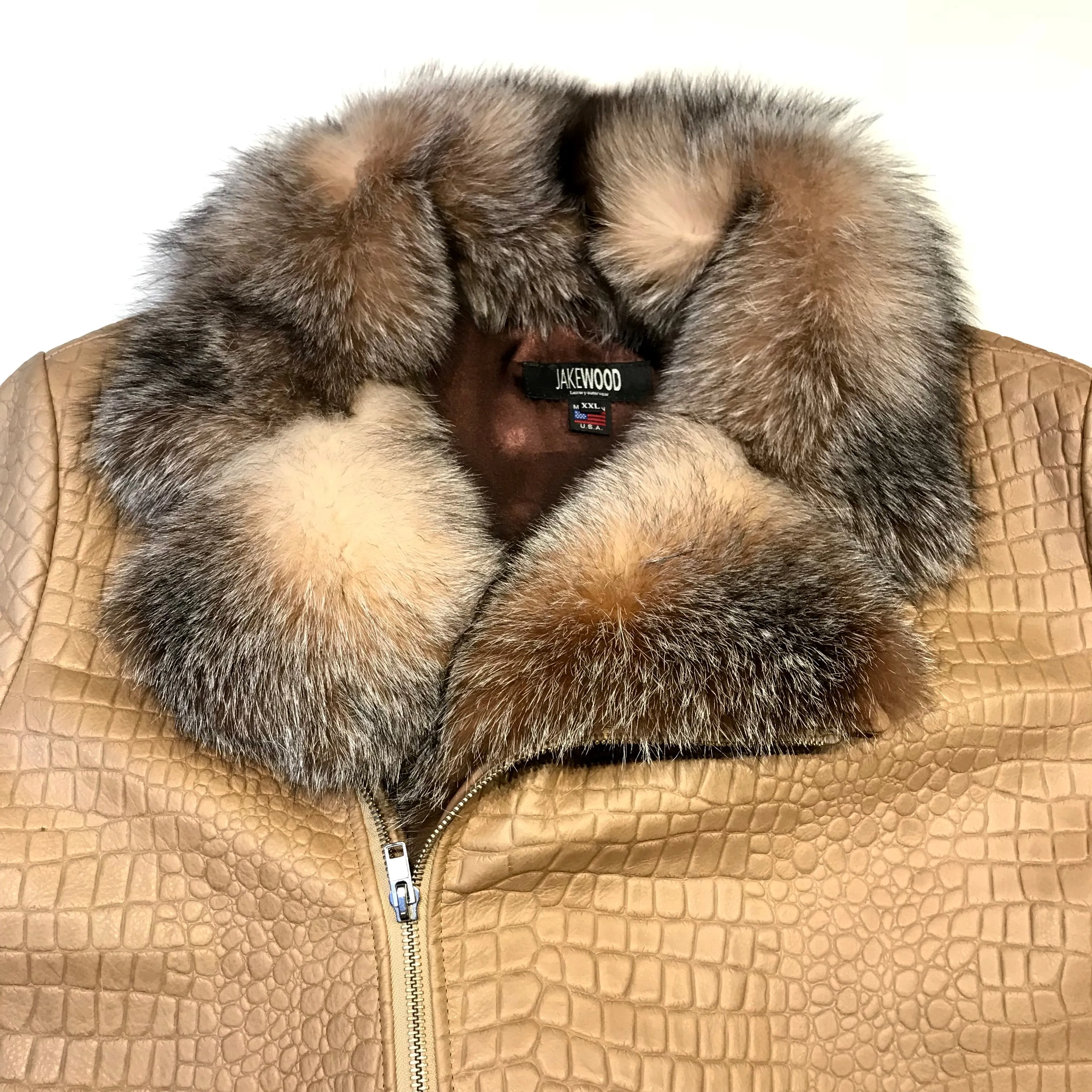 Kashani Dune Alligator Fox Fur Biker Jacket