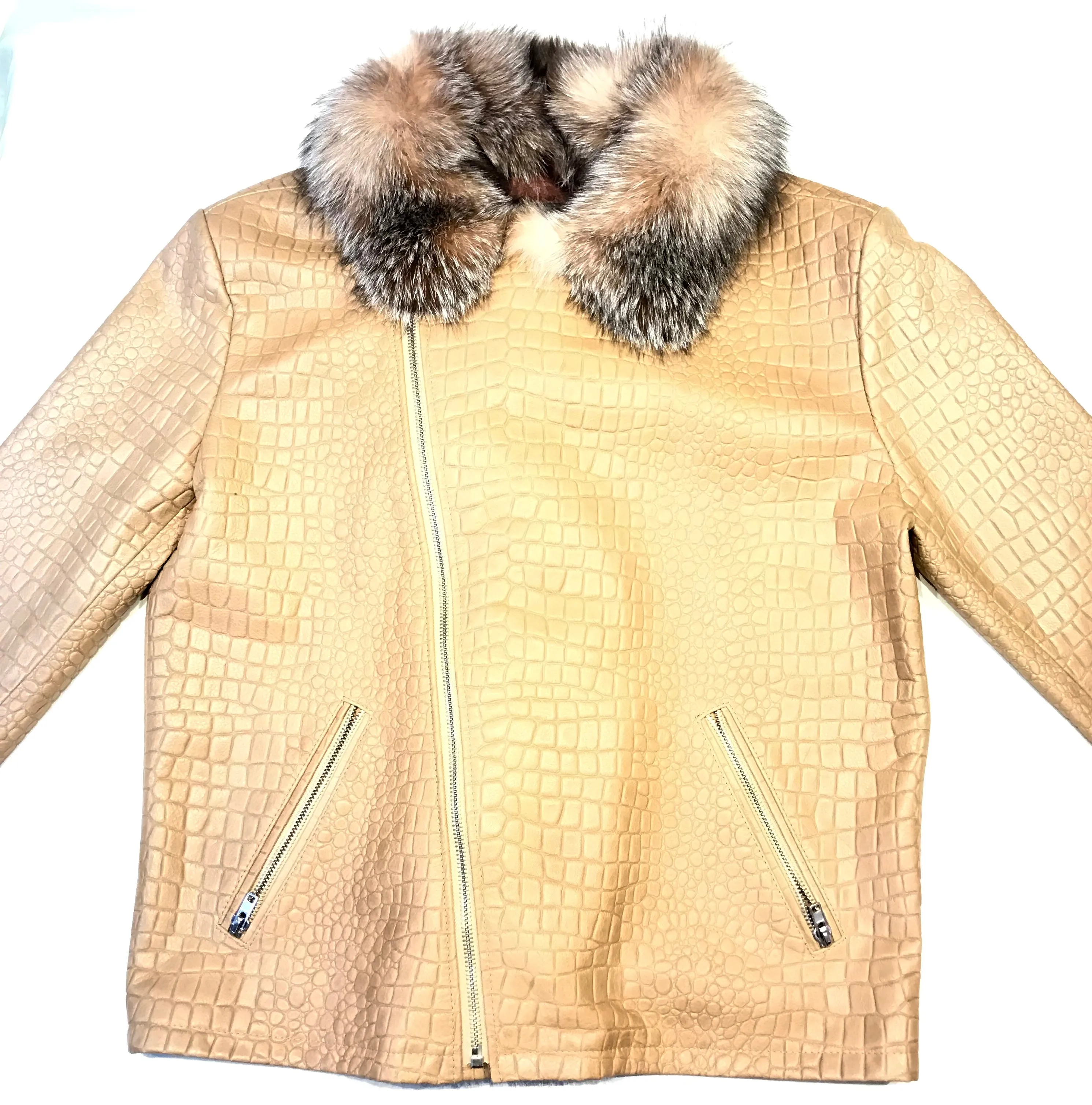 Kashani Dune Alligator Fox Fur Biker Jacket