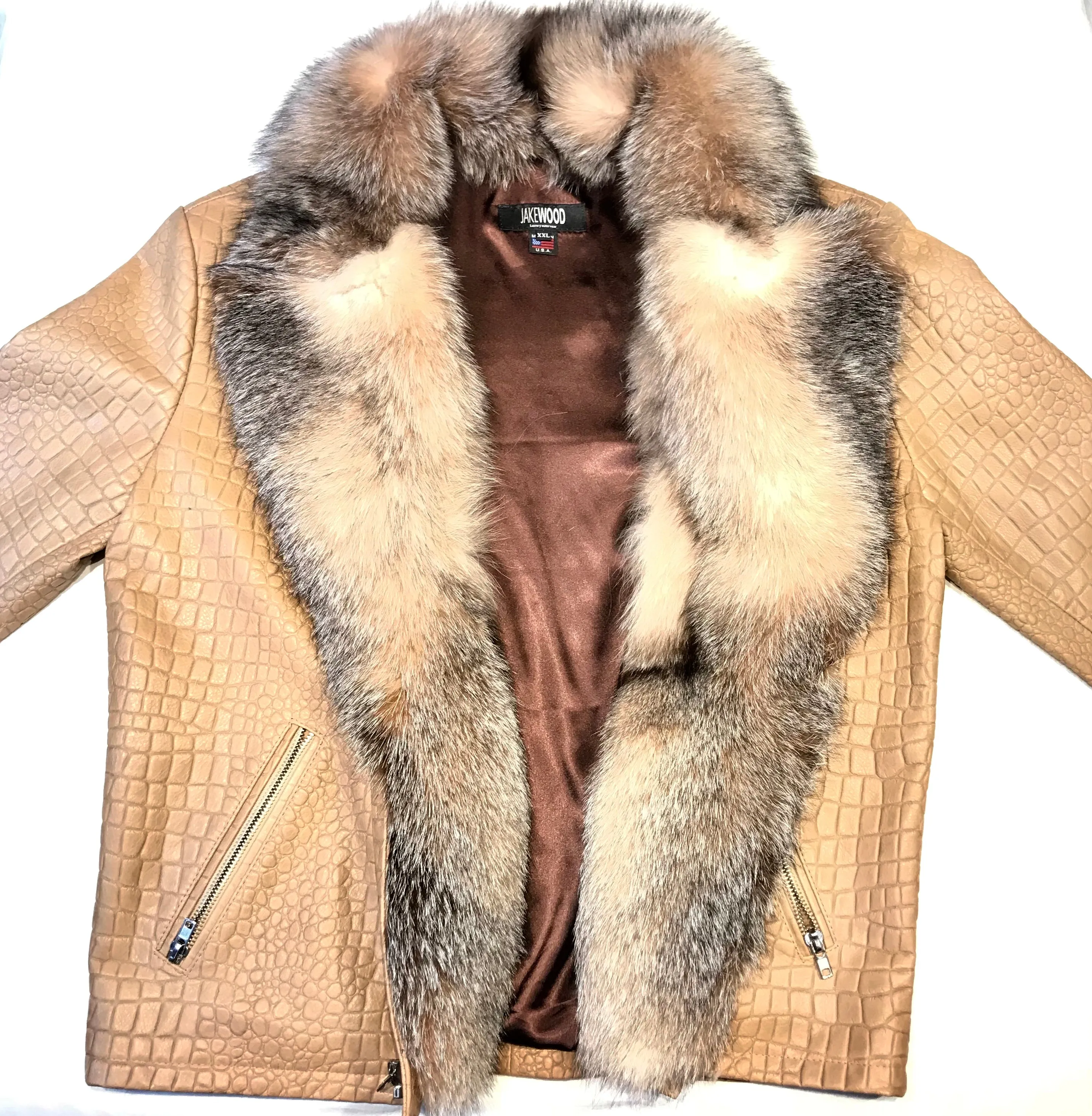 Kashani Dune Alligator Fox Fur Biker Jacket