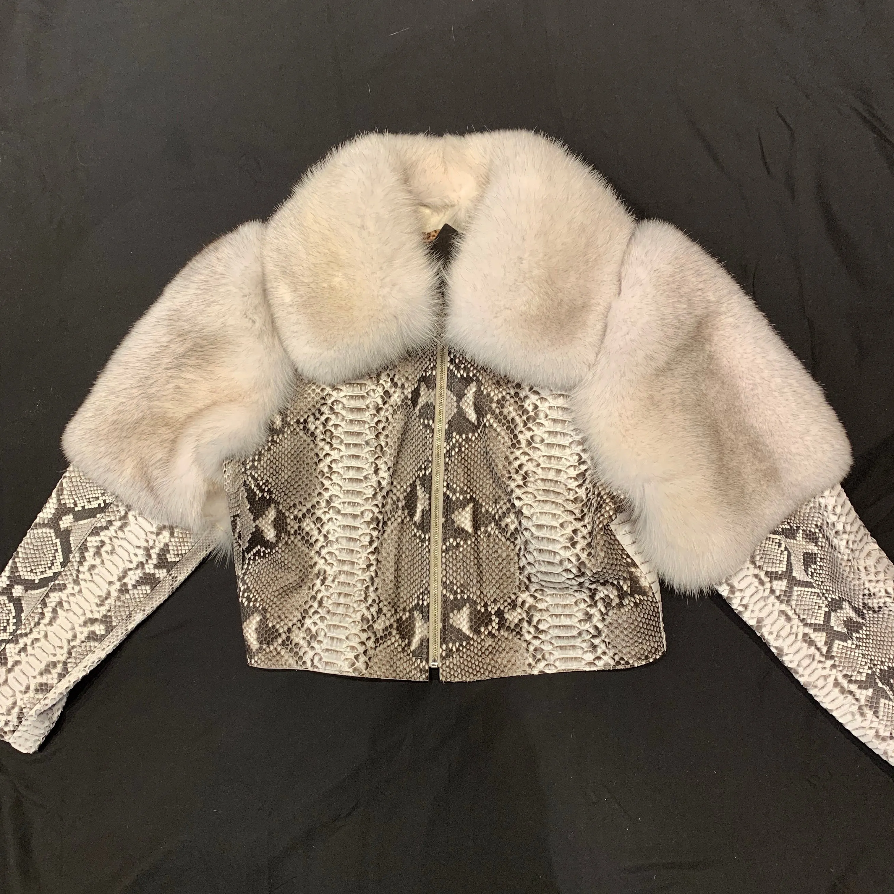 Kashani Ladies Arctic Fox White Python Jacket