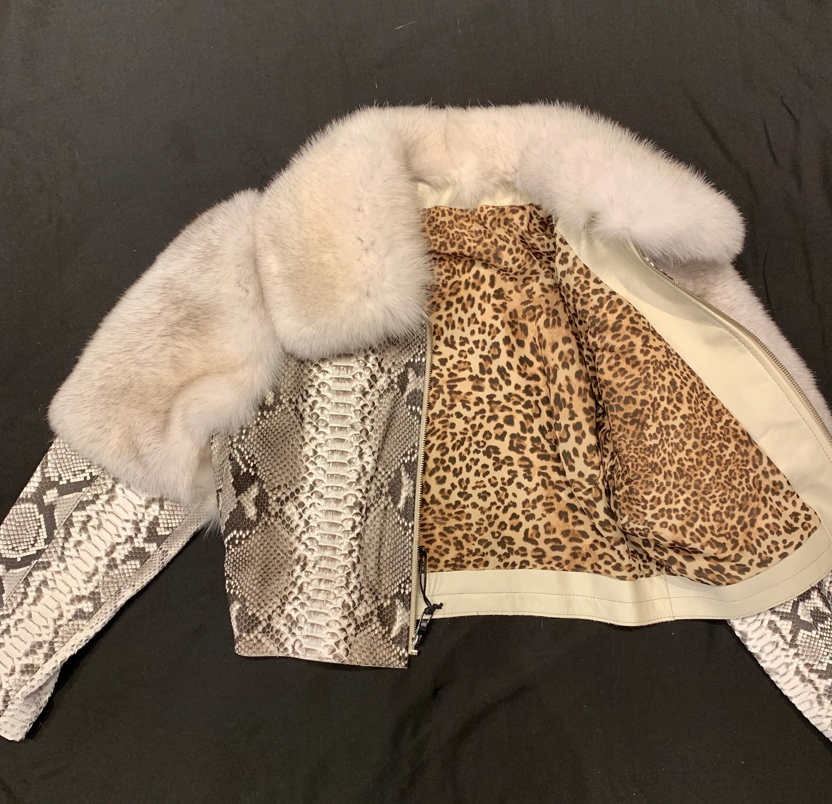 Kashani Ladies Arctic Fox White Python Jacket