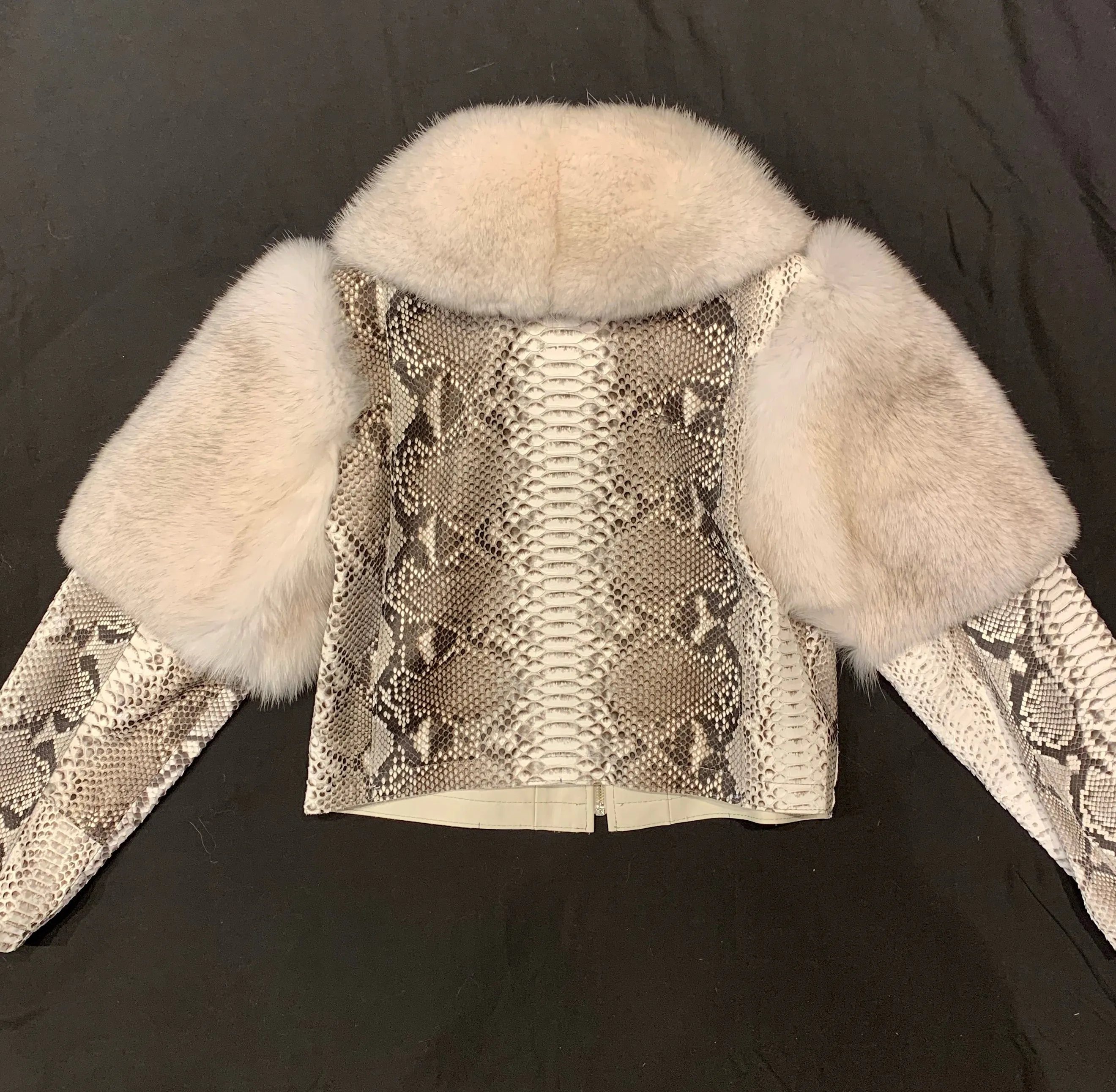 Kashani Ladies Arctic Fox White Python Jacket