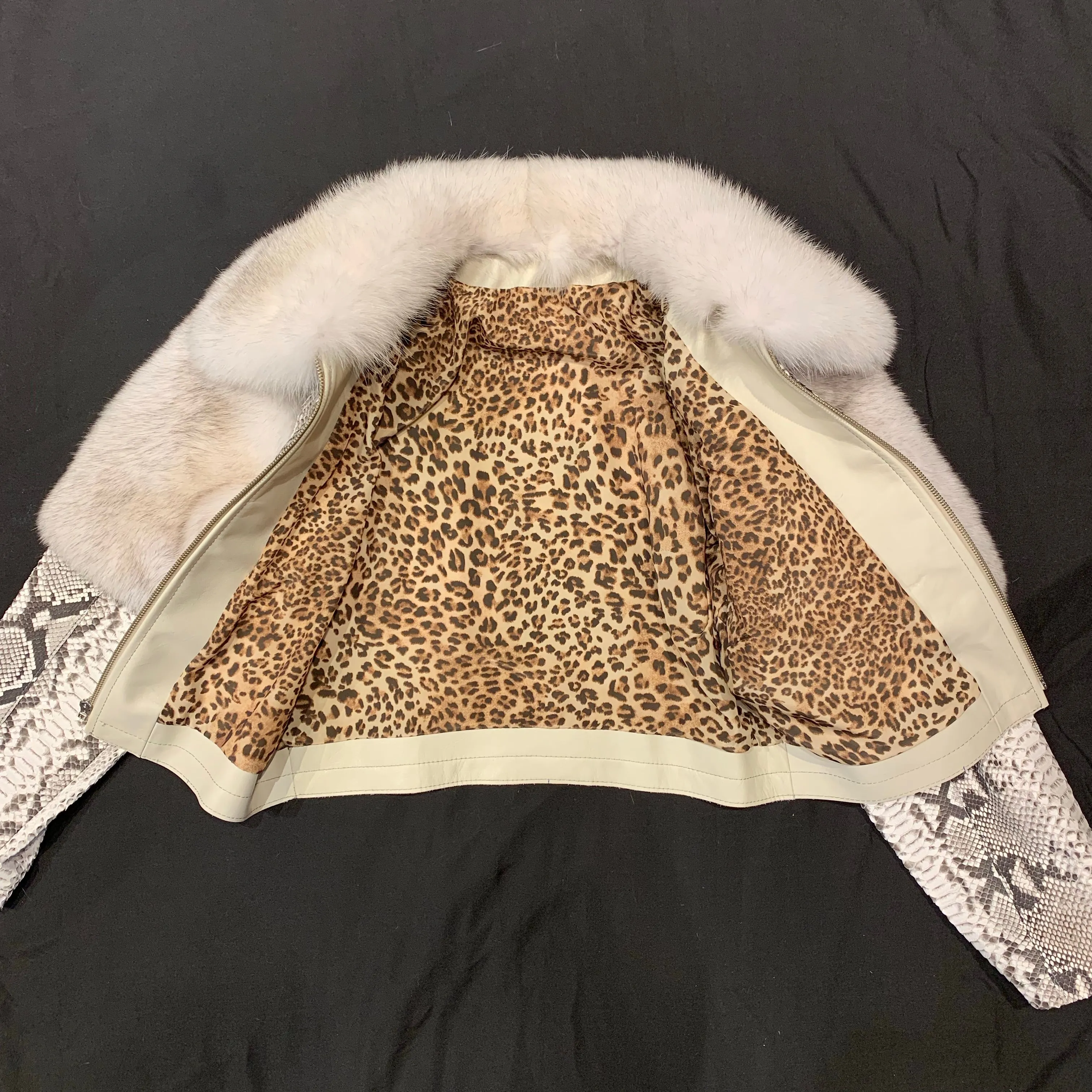 Kashani Ladies Arctic Fox White Python Jacket