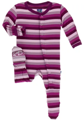 KicKee Pants Coral Stripe Footie with Snaps