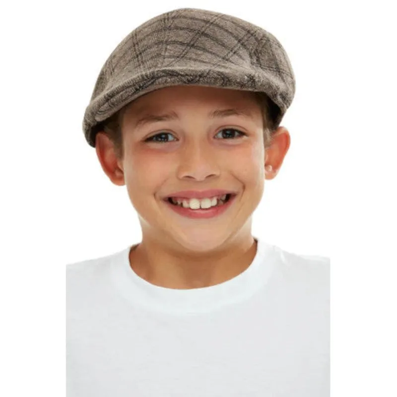 Kids Flat Cap - Brown & Black