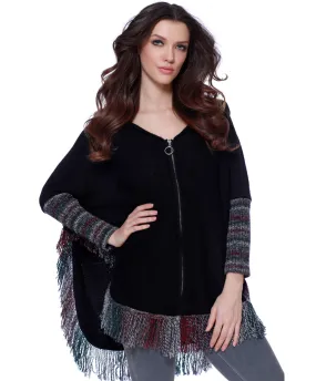 Kimberly Fringe Hooded Poncho