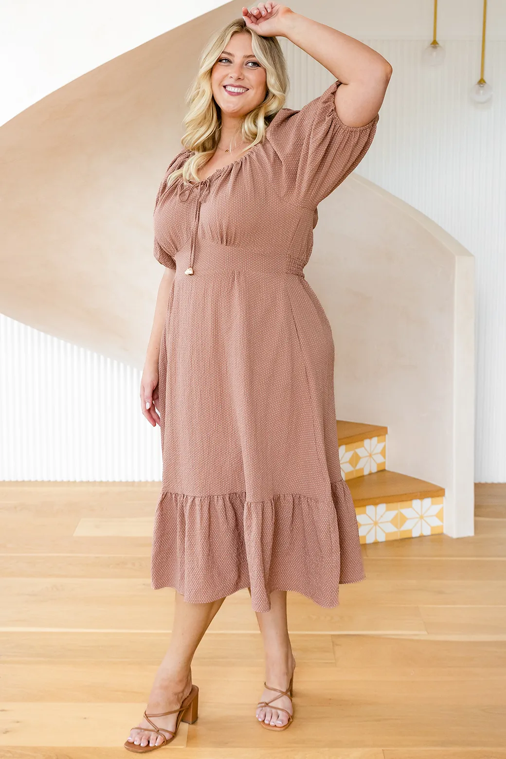 Kylie Midi Dress Choc Mini Spot