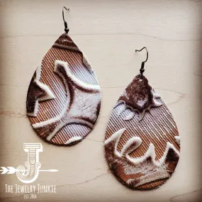 Leather Teardrop Earring in Sienna Laredo