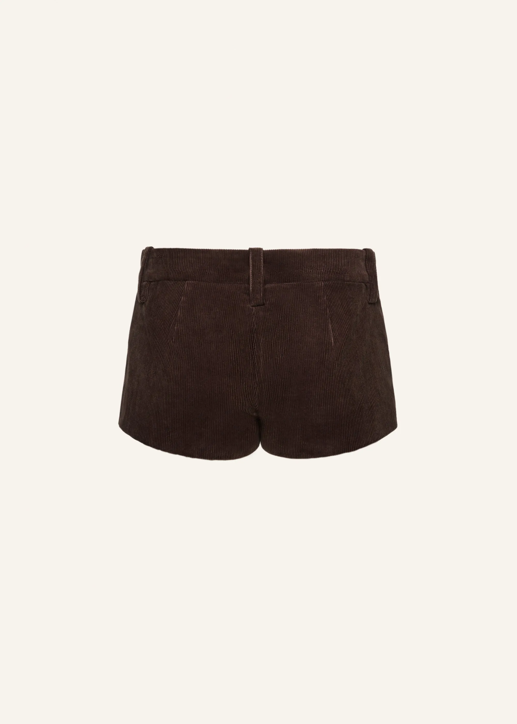 Leather-trim corduroy shorts in brown